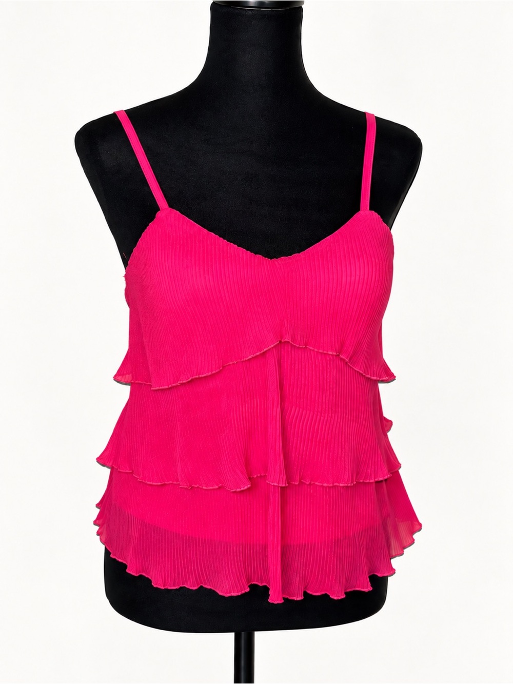 NWT Hot Pink Tiered Ruffle Cami Tank Top S